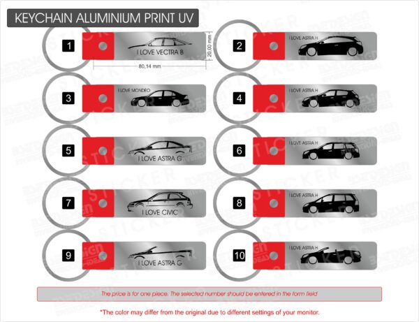 Keychain Aluminium Print UV -001